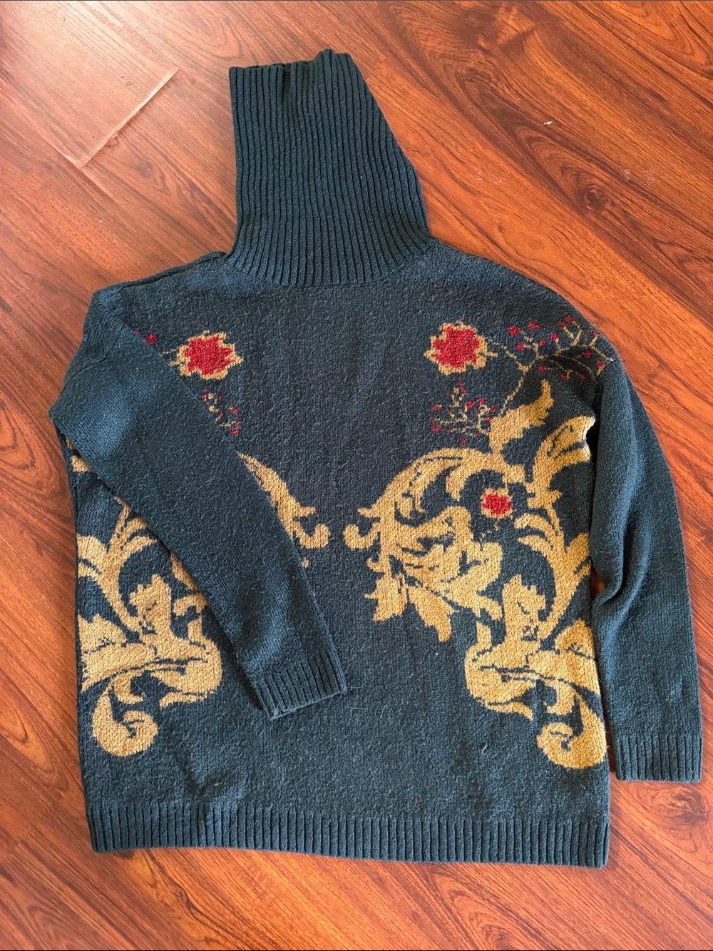 H&M Dark Green Chunky Knit Turtleneck Sweater